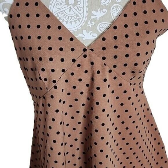 Vici Brown Polka Dot Adjustable Strap Tank Top Dressy Women's Medium - Picture 2 of 5
